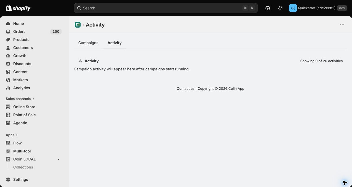 Colin Activity workspace for completed campaign work
